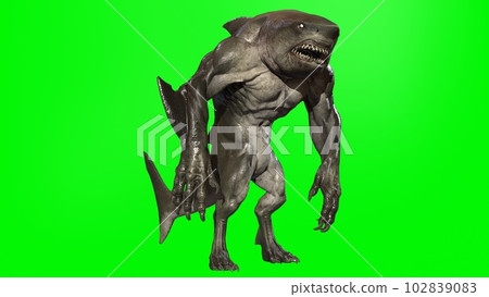 A shark humanoid he has a mouth. 3d rendering 102839083