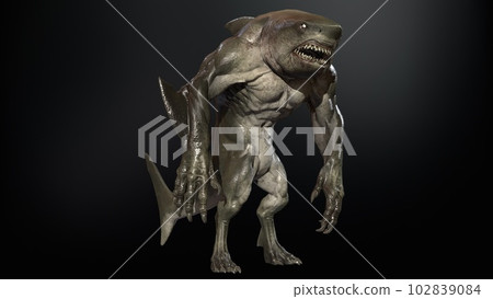 A shark humanoid he has a mouth. 3d rendering 102839084