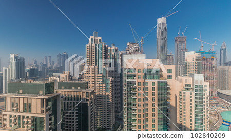 Panorama of downtown Dubai city aerial timelapse 102840209