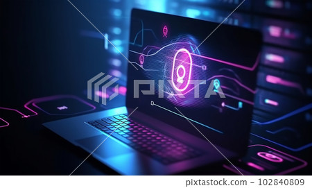 Microchip, electronic and digital access, user authentication system, technology and cybernetics, computer security system, cybersecurity, information and internet security, Generative AI Microchip, electronic and digital access, user authentication system, technology and cybernetics, computer security system, cybersecurity, information and internet security, Generative AI 102840809