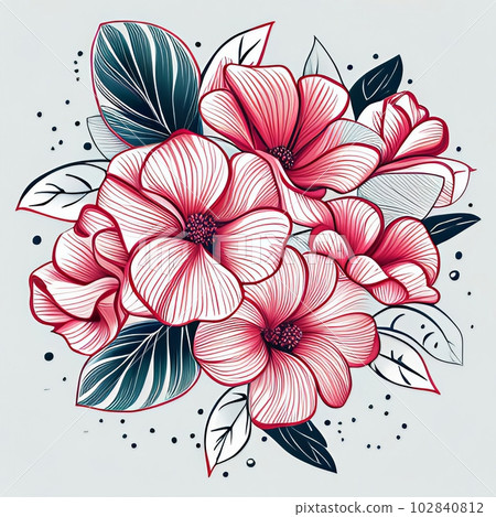 Line art flower illustration, Generative AI AI image Line art flower illustration, Generative AI AI image 102840812