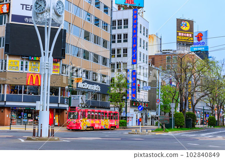 A tram that runs through Sapporo, Hokkaido A tram that runs through Sapporo, Hokkaido 102840849