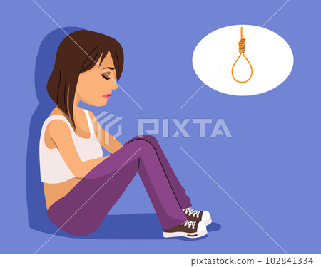 Sad Depressed Woman Thinking Of Suicide Sad Depressed Woman Thinking Of Suicide 102841334