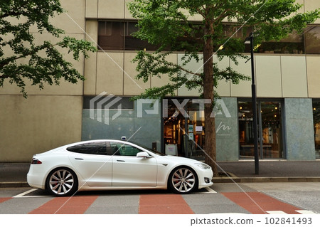 Tesla parked in Marunouchi 102841493
