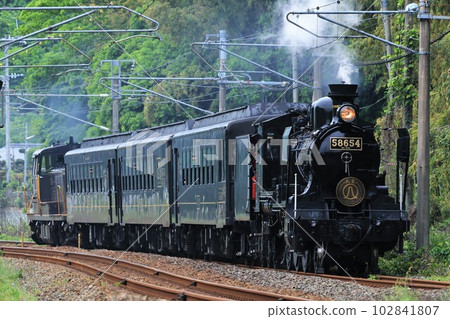 [JR九州]8620型蒸汽機車+50系+DE10型“SL人吉號”（鹿兒島本線：總城大學～西里） 102841807