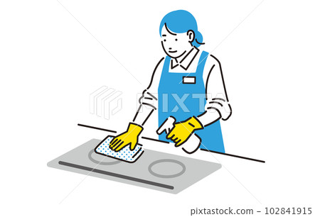 保洁人員打掃廚房 102841915