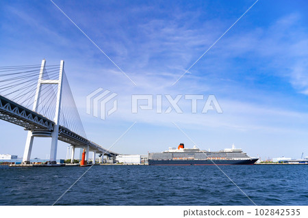 神奈川縣橫濱市 從豪華遊輪上看到的豪華遊輪和橫濱的景色 102842535