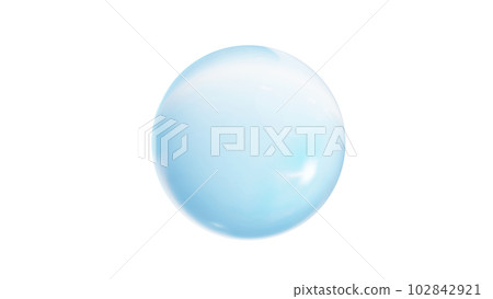 Round water droplets with sunlight and blue sky reflected. Transparent background. (PNG) 102842921