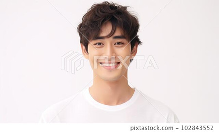 A smiling man in a white shirt (Asian, Chinese, Japanese, Korean, Generative AI) A smiling man in a white shirt (Asian, Chinese, Japanese, Korean, Generative AI) 102843552