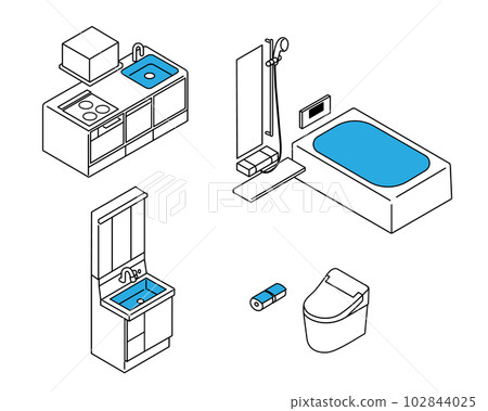 廁所、浴室、廚房、水設備插圖集 廁所、浴室、廚房、水設備插圖集 102844025