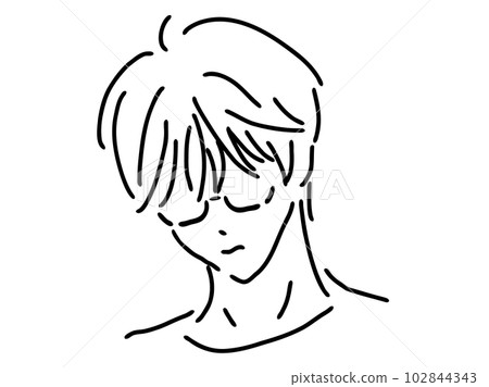 Simple line drawing of a cool man with glasses / hand-drawn illustration material 102844343