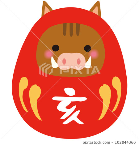 野豬達摩豬年生肖達摩新年賀卡材料達摩好運 102844360