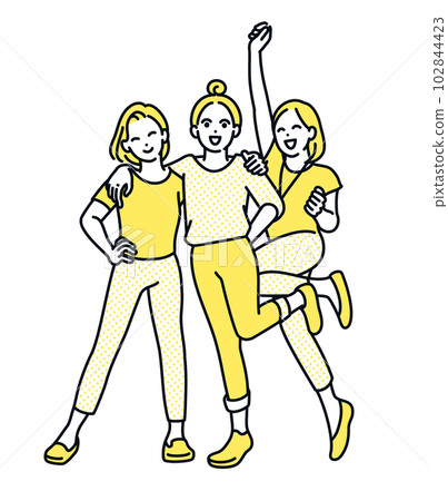 Excited, full of energy! Illustration material of a young woman who seems to be having fun before summer. Excited, full of energy! Illustration material of a young woman who seems to be having fun before summer. 102844423