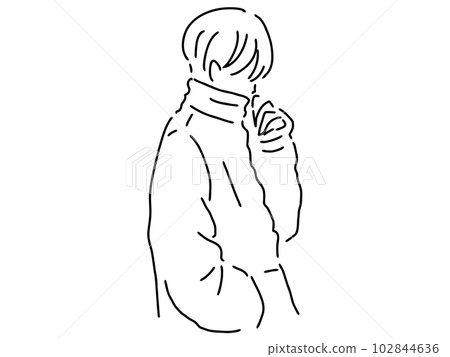 一個酷男人的簡單線條畫/手繪插畫素材 102844636