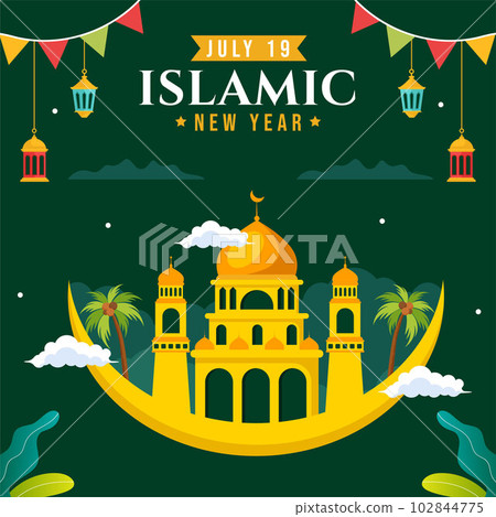 Happy Muharram Islamic New Year Social Media Background Illustration Cartoon Hand Drawn Templates 102844775