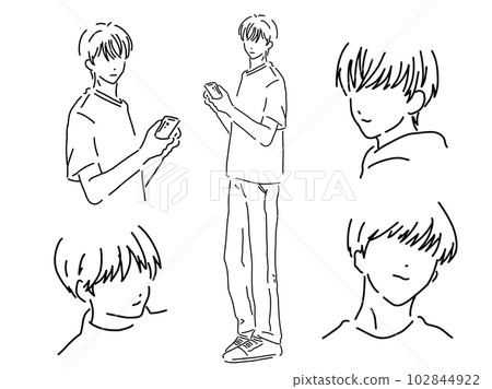 酷男簡單線描套裝/手繪插畫素材 酷男簡單線描套裝/手繪插畫素材 102844922