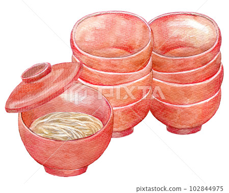 Wanko soba watercolor painting hand-drawn illustration watercolor illustration 102844975