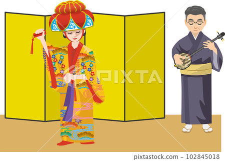 琉球舞和九台的形象插圖 琉球舞和九台的形象插圖 102845018