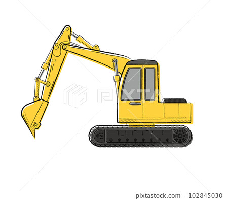 Working car excavator hand-drawn touch vector illustration Working car excavator hand-drawn touch vector illustration 102845030