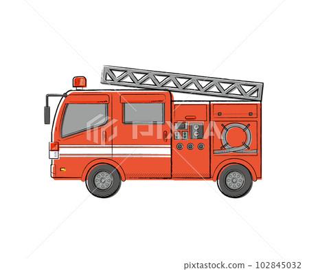 Working car Fire truck Hand-drawn touch vector illustration 102845032