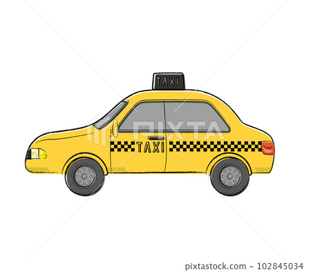 Working car taxi hand-drawn touch vector illustration 102845034