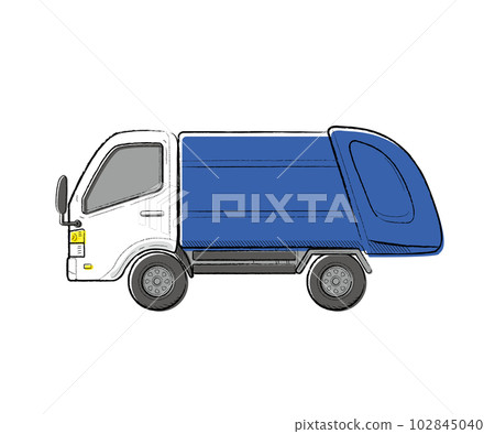 Working car Garbage truck Hand drawn touch vector illustration 102845040