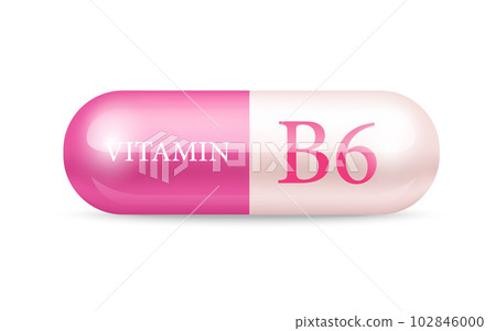 Capsule vitamin B6 structure Pink and white. Drug business concept. 3D Vitamin complex with chemical formula. Personal care, beauty concept. Vector Illustration. transparent capsule pill. Capsule vitamin B6 structure Pink and white. Drug business concept. 3D Vitamin complex with chemical formula. Personal care, beauty concept. Vector Illustration. transparent capsule pill. 102846000
