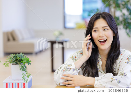 Young woman talking on a smartphone Young woman talking on a smartphone 102846536