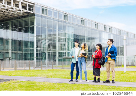 Multinational student group looking up at the sky 102846844