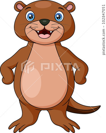 Cute otter cartoon on white background Cute otter cartoon on white background 102847051