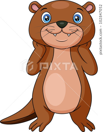 Cute otter cartoon on white background 102847052