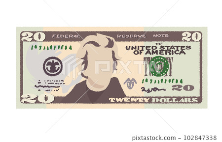 Illustration of handwritten banknotes_one $20 banknote. Illustration of handwritten banknotes_one $20 banknote. 102847338