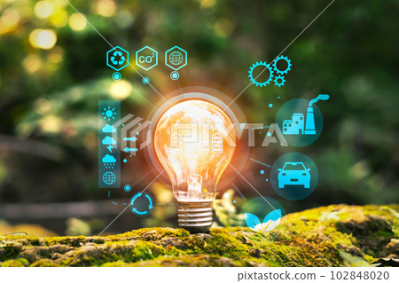 energy icon. power energy in nature light bulbs concept. new ideas with innovative technology icon and creativity energy icon. power energy in nature light bulbs concept. new ideas with innovative technology icon and creativity 102848020