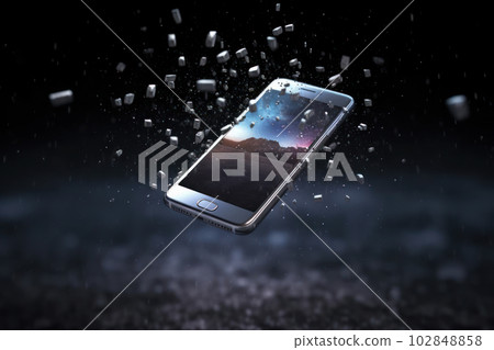smartphone floating in space 102848858