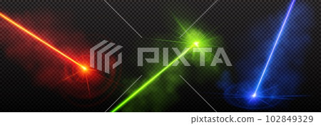 Realistic set of laser lights on transparent Realistic set of laser lights on transparent 102849329