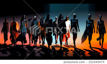 Female model walking the runway at a fashion show (Generative AI) Female model walking the runway at a fashion show (Generative AI) 102849474