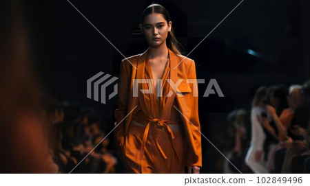 Female model walking the runway at a fashion show (Generative AI) Female model walking the runway at a fashion show (Generative AI) 102849496