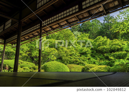 初夏的石森堂，定山寺景觀，清新的綠色花園，京都府京都市 102849812