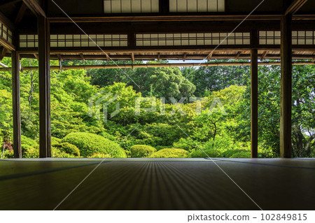 初夏的石森堂，定山寺景觀，清新的綠色花園，京都府京都市 102849815