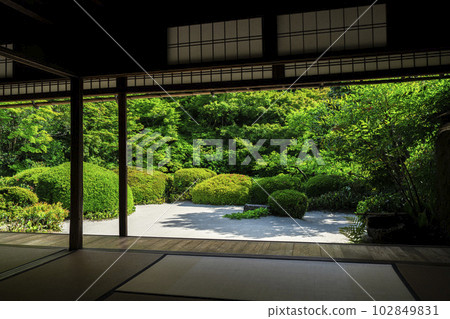 初夏的石森堂，定山寺景觀，清新的綠色花園，京都府京都市 102849831