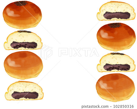 手繪水彩豆沙和濾豆沙插畫矩形框，左右 102850316