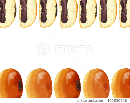 手繪水彩粒狀豆沙和濾豆沙插畫矩形框，上下 102850318