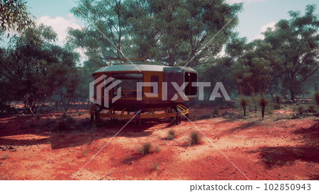 Futuristic hotel in the australian bush Futuristic hotel in the australian bush 102850943