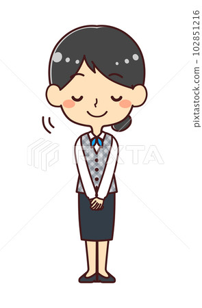 女店員鞠躬插畫素材 女店員鞠躬插畫素材 102851216