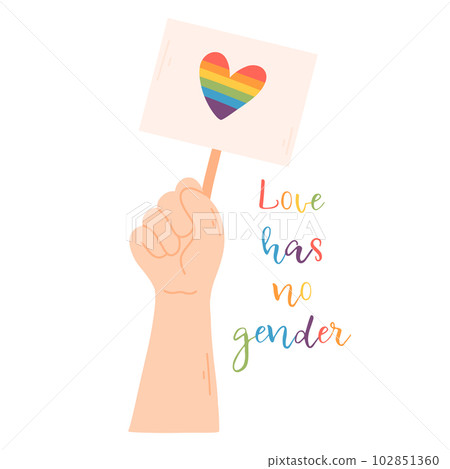 Heart from hands. Flat style. Vector illustration. Drawn hands with lgbt heart. Pride month. Lgbt concept. Hand holding lgbt sign. Heart from hands. Flat style. Vector illustration. Drawn hands with lgbt heart. Pride month. Lgbt concept. Hand holding lgbt sign. 102851360