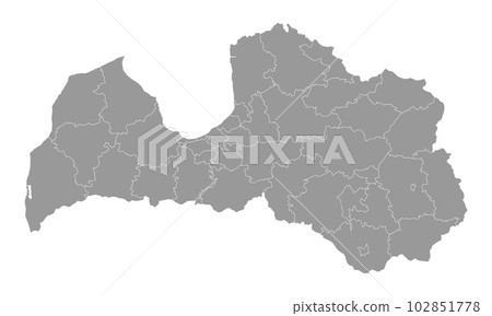 Latvia gray map with administrative division. Vector illustration. Latvia gray map with administrative division. Vector illustration. 102851778