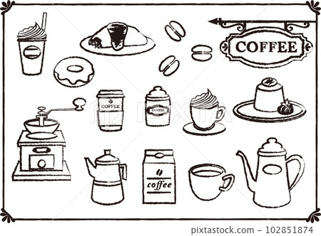 coffee time hand drawn set 102851874