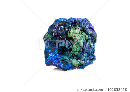 Macro mineral stone malachite with azurite on white background Macro mineral stone malachite with azurite on white background 102852458