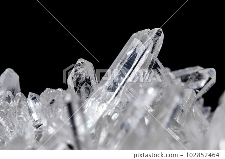 Macro Mineral Stone Rhinestone in Crystals on a Black Background 102852464