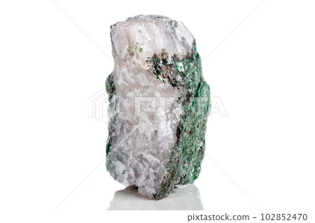 Macro mineral stone Fuchsite on a white background 102852470